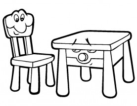 Столик и стульчик - раскраска					№13960