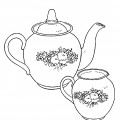 Чайник с чашкой - раскраска №14133