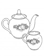 Чайник с чашкой - раскраска					№14133