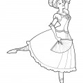 Балерина с веером - раскраска №12296