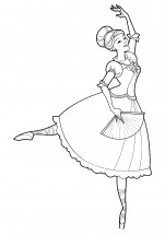 Балерина с веером - раскраска					№12296