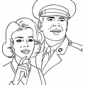 Военный с супругой - раскраска №13202