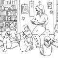 Чтение в детском саду - раскраска №13220