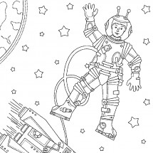 Космонавт в невесомости - раскраска					№12716