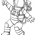 Космонавт с флажком - раскраска №10218