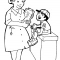 Медсестра и мальчик - раскраска №12268