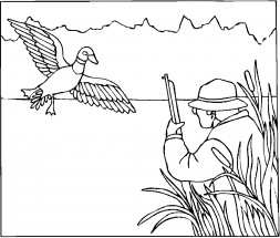 Охотник и утка - раскраска					№11405