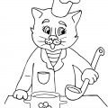 Котейка повар - раскраска №5142