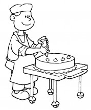 Повар делает торт - раскраска					№12019
