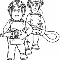 Два пожарных - раскраска №5152