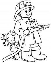 Пожарный и собака - раскраска					№10037
