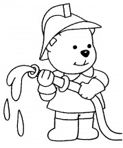 Пожарный медвежонок - раскраска					№5959