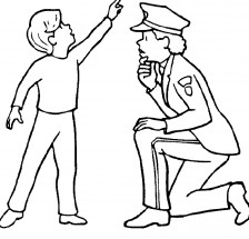Полицейский женщина и мальчик - раскраска					№10903