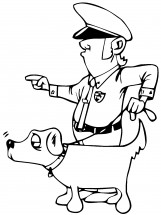 Полицейский и собака - раскраска					№12027