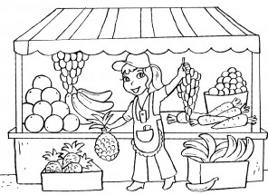 Продавец овощей - раскраска					№10557