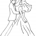 Жених и невеста танцуют - раскраска №11124