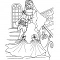 Невеста спускается по ступенькам - раскраска №9625