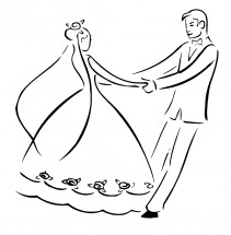 Свадебный танец - раскраска					№10296