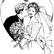 Счастливая невеста - раскраска					№11744