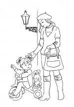 Мама гуляет с ребенком - раскраска					№5255