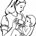 Мама кормит младенца - раскраска №14179