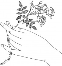 Рука с розой - раскраска					№9716