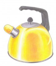 Желтый чайник со свистком - картинка					№5463