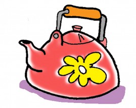 Чайник с цветком - картинка					№10485