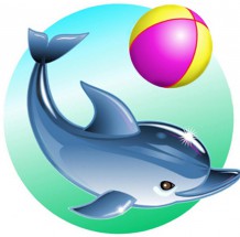 Дельфин с мячиком - картинка					№14291