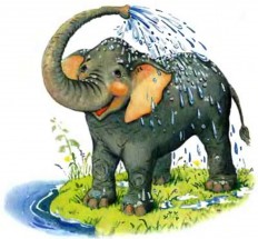 Слон купается - картинка					№12359