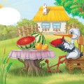 Аист в деревне ест арбуз - картинка №6115