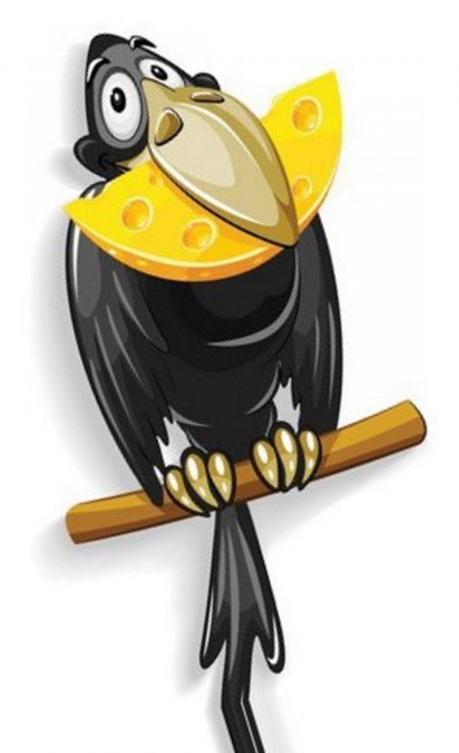 Ворона с большим куском сыра в клюве - картинка №10412