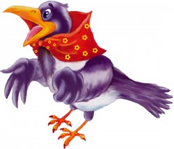 Фиолетовая ворона в красном платке - картинка					№12753