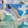 Три чайки над морскими волнами - картинка №8583