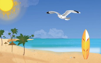 Чайка летает над пляжем - картинка					№11623