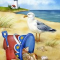 Чайка у детского ведерка на песке - картинка №10515