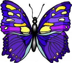 Насыщенно лиловая бабочка с желтыми пятнами - картинка					№13211
