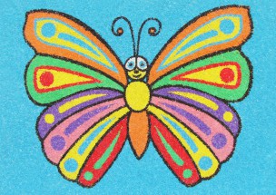 Фантазийная бабочка в разных цветах - картинка					№12890