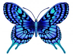 Ярко синяя бабочка - картинка					№14278