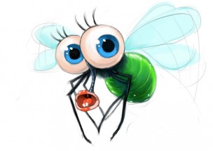 Мультяшная муха с большими глазами - картинка					№12757