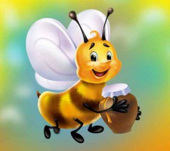Смешная пчела с горшочком меда - картинка					№13136