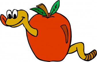 Червяк прогрыз нору в яблоке - картинка					№13230