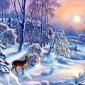 Олененок в зимнем лесу - картинка №10530