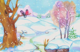 Птички в зимнем лесу - картинка					№10484