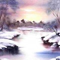 Река в лесу зимой - картинка №13352