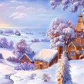 Церковь и дома зимой - картинка №13301