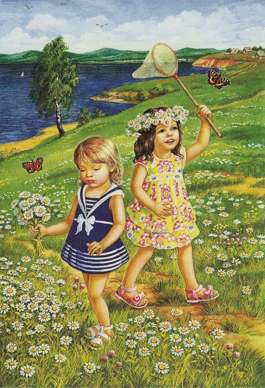 Дети ловят бабочек - картинка №11473