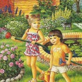 Дети ухаживают за летним двориком - картинка №8716