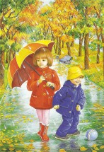 Осенняя прогулка под дождем - картинка					№13241