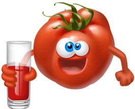 Помидор держит томатный сок - картинка					№13413